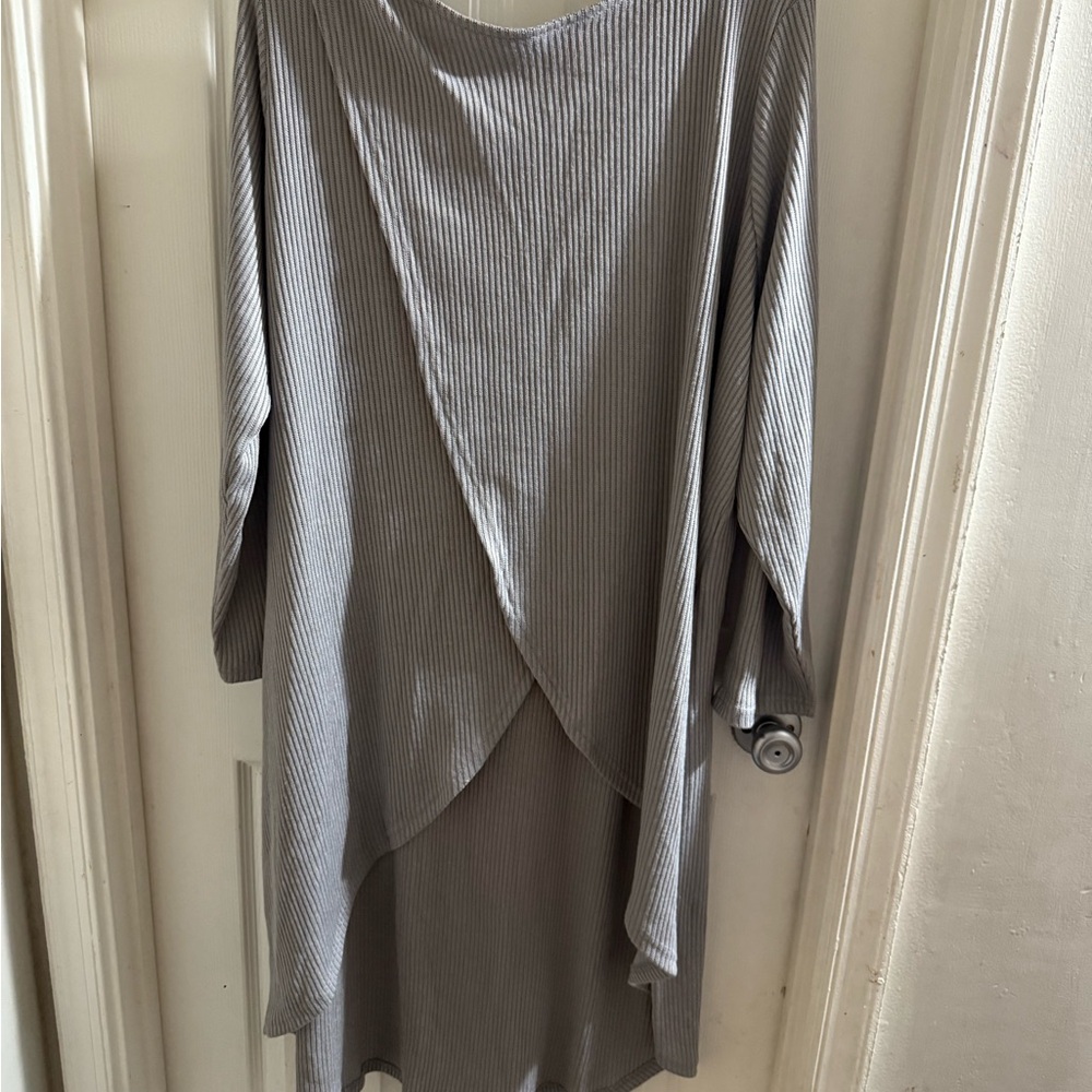 Chic Gray Layered Long Sleeve Tunic